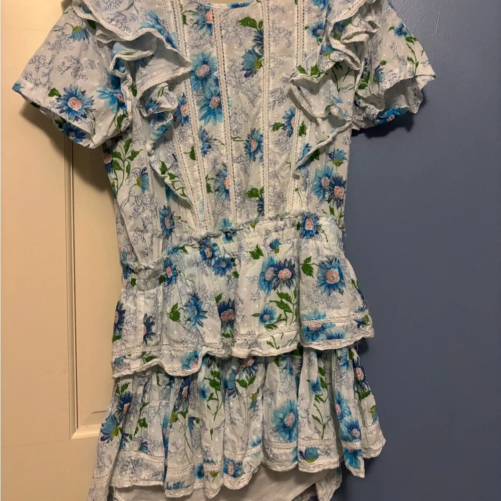 LoveShackFancy Blue and White Floral Lace Dress - Picture 1 of 3
